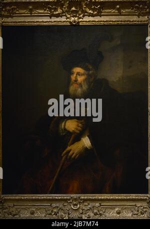 Rembrandt (Rembrandt Harmensz van Rijn) (1606-1669). Niederländischer Maler und Grafiker. Porträt eines alten Mannes, 1645. Öl auf Leinwand. Calouste Gulbenkian Museum. Lissabon, Portugal. Stockfoto