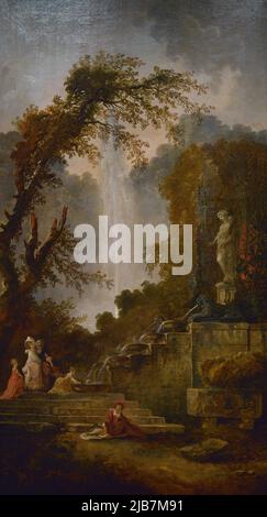 Hubert Robert (1733-1808). Französischer Maler. Szene in einem Park, ca. 1790. Öl auf Leinwand. Calouste Gulbenkian Museum. Lissabon, Portugal. Stockfoto