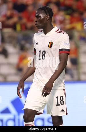 Brüssel, Belgien. 03.. Juni 2022. Das belgische Amadou Onana, das während eines Fußballspiels zwischen der belgischen Nationalmannschaft der Roten Teufel und den Niederlanden am Freitag, dem 03. Juni 2022, in Brüssel abgebildet wurde, ist das erste Spiel (von sechs) in der Nations League A-Gruppenphase. BELGA FOTO VIRGINIE LEFOUR Kredit: Belga Nachrichtenagentur/Alamy Live News Stockfoto