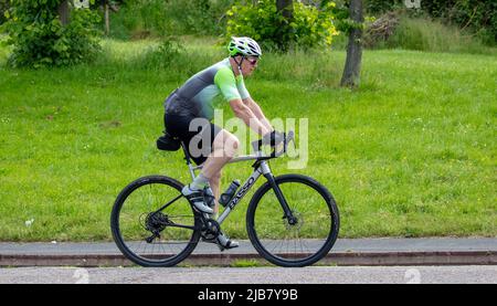 Radfahrer auf einem Basso Bike Stockfoto