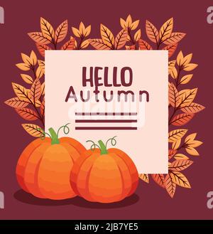 hallo Herbstschrift Postkarte Stock Vektor