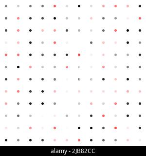 Tapete mit Punktmuster. Rote, schwarze und graue Punkte nahtloses Muster auf weißem Hintergrund. Endlosdruck. Geometrisches Vektor-Muster für niedliches Design. Halbton Stock Vektor