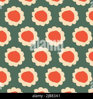 Modern minimalistic hand-drawn flowers pattern. Abstract painting universal freehand floral seamless pattern. Graphic design for background, card Stock Vektor