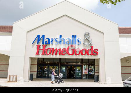 Aventura Florida Miami, Marshalls & HomeGoods Discountkaufhaus, Inneneinrichtung, Geschäfte, Außeneingang Stockfoto