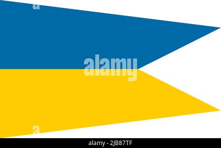 Draufsicht der Flagge Naval Rank Sweden orlogsstandert, Schweden. Schwedisches Reise- und Patriot-Konzept. Kein Fahnenmast. Ebenenlayout, Design. Hintergrund markieren Stockfoto