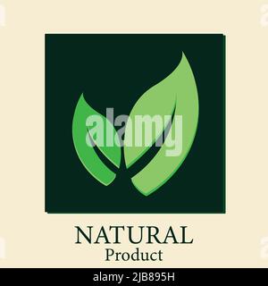 Natürliche Produkte natural.Logo natürlichen Vektor, Hintergrund schwarz rechteckigen Rahmen, Vektor-Llustration Stock Vektor