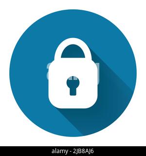 Flaches Design-Stil.Vorhängeschloss-Symbol flach im Kreis schön.einfaches Design-Stil.Vektor-Illustration Stock Vektor