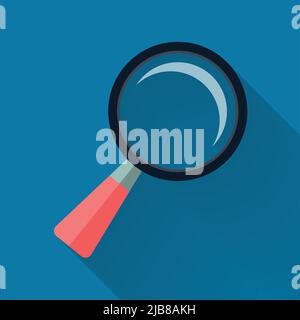 Vergrößerungsglas mit langem Schatten schwarz, einfaches Design style.Vector Illustration Stock Vektor