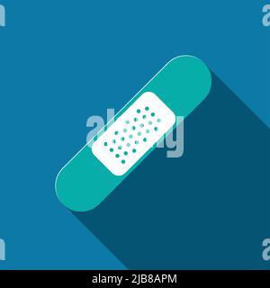 Medizinischer Putz mit langem Schatten schwarz, einfacher Designstil, Vektor-Illustration Stock Vektor