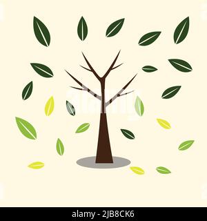 Baum-Ikonen mit schönen Blättern, Ökologie Konzept Herbst mit Baum Hintergrund.Vektor-Illustration. Stock Vektor