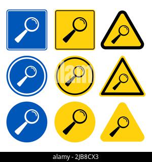 Vergrößerungsglas schwarzes Symbol auf weißem Hintergrund.Vektorgrafik Stock Vektor