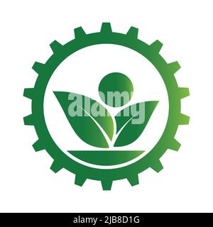Ökologie Getriebe und Blatt-Logo, Vektor-Illustration Stock Vektor