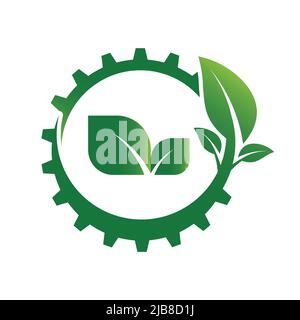 Ökologie Getriebe und Blatt-Logo, Vektor-Illustration Stock Vektor