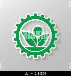 Ökologie Getriebe und Blatt-Logo, Vektor-Illustration Stock Vektor