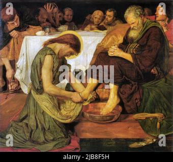 Christus wäscht den Jüngern die Füße Bearbeiten Sie dies bei Wikidata Ford Madox Brown Stockfoto