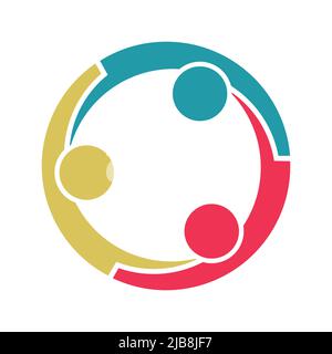 Gruppe von drei Personen in einem Kreis.Teamwork Treffen im Raum.starke Kräfte vereint. Stock Vektor