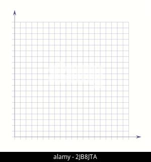 Rasterpapier. Mathematisches Diagramm. Kartesisches Koordinatensystem mit x-Achse, y-Achse. Quadratischer Hintergrund mit farbigen Linien. Geometrisches Muster für die Schule Stock Vektor
