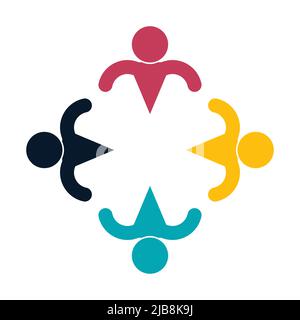 People-Logo. Gruppenarbeit Symbol von vier Personen in einem Kreis, Vektor-Illustration Stock Vektor