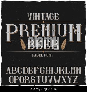 Vintage-Label-Schrift mit dem Namen Premium-Bier-Vektor-Design Stock Vektor