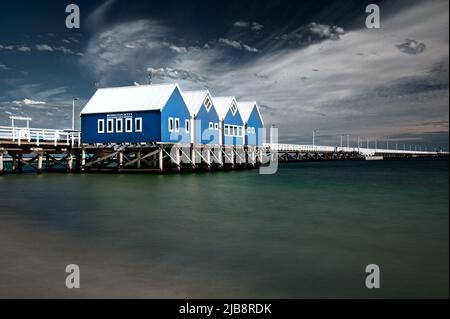 Busselton Jetty ist der längste Holzsteg der südlichen Hemisphäre. Stockfoto