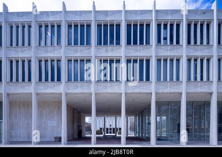 The Prentis Building, 1964, von Yamasaki, Campus der Wayne State University, Detroit, Michigan, USA Stockfoto