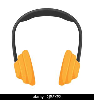 Professionelle Studio-Ohrhörer mit großen Ohrpolstern. Geräte für Podcasting, Online-Lernen, Musikhören. Flache Vektorgrafik i Stock Vektor