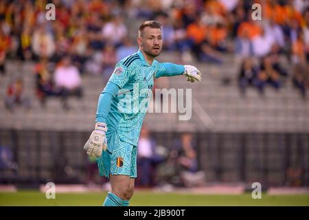 Brüssel, Belgien. 03.. Juni 2022. Simon Mignolet aus Belgien, abgebildet während eines Fußballspiels zwischen den belgischen Nationalmannschaften, genannt die Roten Teufel und die Niederlande, genannt Oranje in der UEFA Nations League, am freitag, den 3. Juni 2022 in Brüssel, Belgien . FOTO SPORTPIX | DAVID CATRY SOCCER BELGIEN gegen NIEDERLANDE David Catry | Sportpix.be Quelle: SPP Sport Press Foto. /Alamy Live News Stockfoto