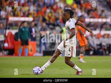 Brüssel, Belgien. 03.. Juni 2022. Dedryck Boyata aus Belgien, abgebildet während eines Fußballspiels zwischen den belgischen Nationalmannschaften, genannt die Roten Teufel und die Niederlande, genannt Oranje in der UEFA Nations League, am freitag, den 3. Juni 2022 in Brüssel, Belgien . FOTO SPORTPIX | DAVID CATRY SOCCER BELGIEN gegen NIEDERLANDE David Catry | Sportpix.be Quelle: SPP Sport Press Foto. /Alamy Live News Stockfoto