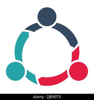 Gruppe von drei Personen in einem Kreis.Teamwork Treffen im Raum.starke Kräfte vereint. Stock Vektor