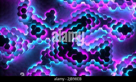 Neonfarbener Wabenhintergrund (3D Rendering) Stockfoto