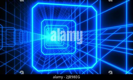 Ein neonfarbener technischer Hintergrund (3D Rendering) Stockfoto
