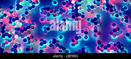 Neonfarbener Wabenhintergrund (3D Rendering) Stockfoto