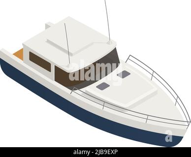 Yachting isometrische Zusammensetzung mit isolierten Bild von Cutter Boot auf leeren Hintergrund Vektor-Illustration Stock Vektor