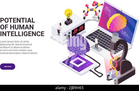 „Isometrischer Hintergrund Der Menschlichen Intelligenz Stock Vektor