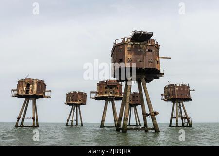 Farbfoto von Mounsell Forts im roten Sand (Themse-Mündung, London) Stockfoto