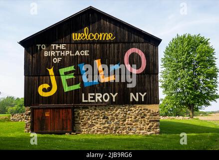 Willkommen im Geburtsort von Jell-O in Le Roy New York Stockfoto