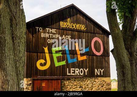 Willkommen im Geburtsort von Jell-O in Le Roy New York Stockfoto