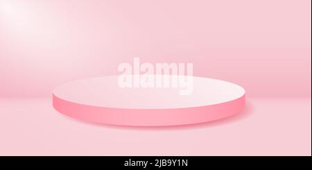 Runde Bühne Podium isoliert auf rosa Hintergrund. Stock Vektor