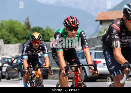 Monfalcone, Italien. 04.. Juni 2022. Matteo Zurlo ZALF EROMOBIL FIOR während des Adriatica Ionica Race -Tappa 1 Tarvisio/Monfalcone, Street Cycling in Monfalcone, Italy, June 04 2022 Quelle: Independent Photo Agency/Alamy Live News Stockfoto