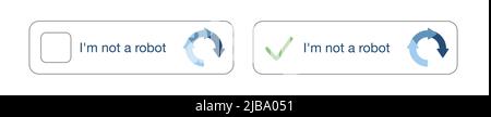 Captcha, Ich bin kein Roboter auf Laptop-Bildschirm. Vektorgrafik Stock Vektor
