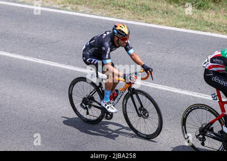 Monfalcone, Italien. 04.. Juni 2022. MATTEO Donega RADSPORTTEAM FRIULI beim Adriatica Ionica Race -Tappa 1 Tarvisio/Monfalcone, Street Cycling in Monfalcone, Italien, Juni 04 2022 Quelle: Unabhängige Fotoagentur/Alamy Live News Stockfoto