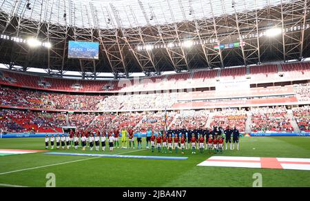 Budapest, Ungarn, 4.. Juni 2022. Allgemeine Ansicht, da beide Teams während des Spiels der UEFA Nations League in der Puskas Arena in Budapest antreten. Bildnachweis sollte lauten: David Klein / Sportimage Kredit: Sportimage/Alamy Live News Stockfoto