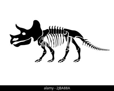 Vektor-Illustration mit Dinosaurier-Skelett isoliert auf weißem Hintergrund. Stock Vektor