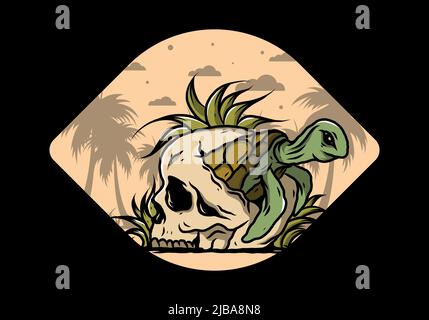 Meeresschildkröte in der Schädel-Abbildung Stock Vektor