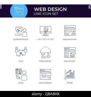 Symbol Für Webdesign-Linie Anpassbare Striche Festlegen Stock Vektor