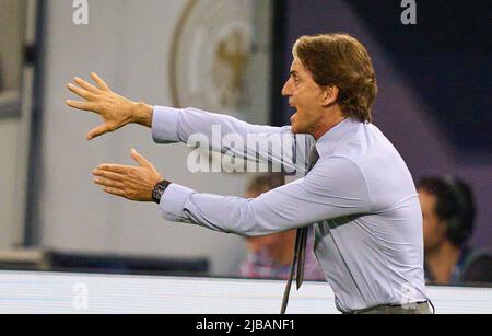 Roberto Manchini, ITA-Headcoach, Teamchef, Nationaltrainer, beim Spiel der UEFA Nations League 2022 ITALIEN - DEUTSCHLAND in der Saison 2022/2023 am 04. Juni 2022 in Bologna, Italien. © Peter Schatz / Alamy Live News Stockfoto