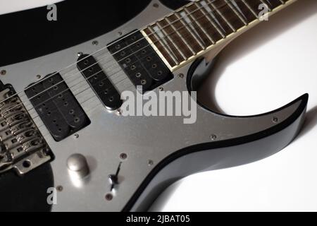 Black and White Electro Guitar Stockfoto