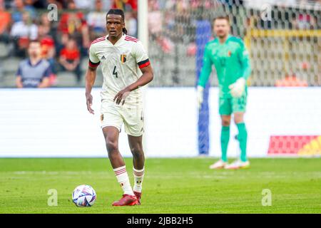 BRÜSSEL, BELGIEN - 3. JUNI: Dedryck Boyata von Belgien während der UEFA Nations League Ein Spiel der Gruppe 4 zwischen Belgien und den Niederlanden im King Baudouin Stadion am 3. Juni 2022 in Brüssel, Belgien (Foto von Broer van den Boom/Orange Picles) Stockfoto