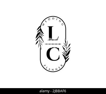 LC Initials Letter Hochzeit Monogram Logos Kollektion, handgezeichnete moderne minimalistische und florale Vorlagen für Einladungskarten, Save the Date, elegant Stock Vektor