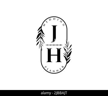 JH Initials Letter Hochzeit Monogram Logos Kollektion, handgezeichnete moderne minimalistische und florale Vorlagen für Einladungskarten, Save the Date, elegant Stock Vektor